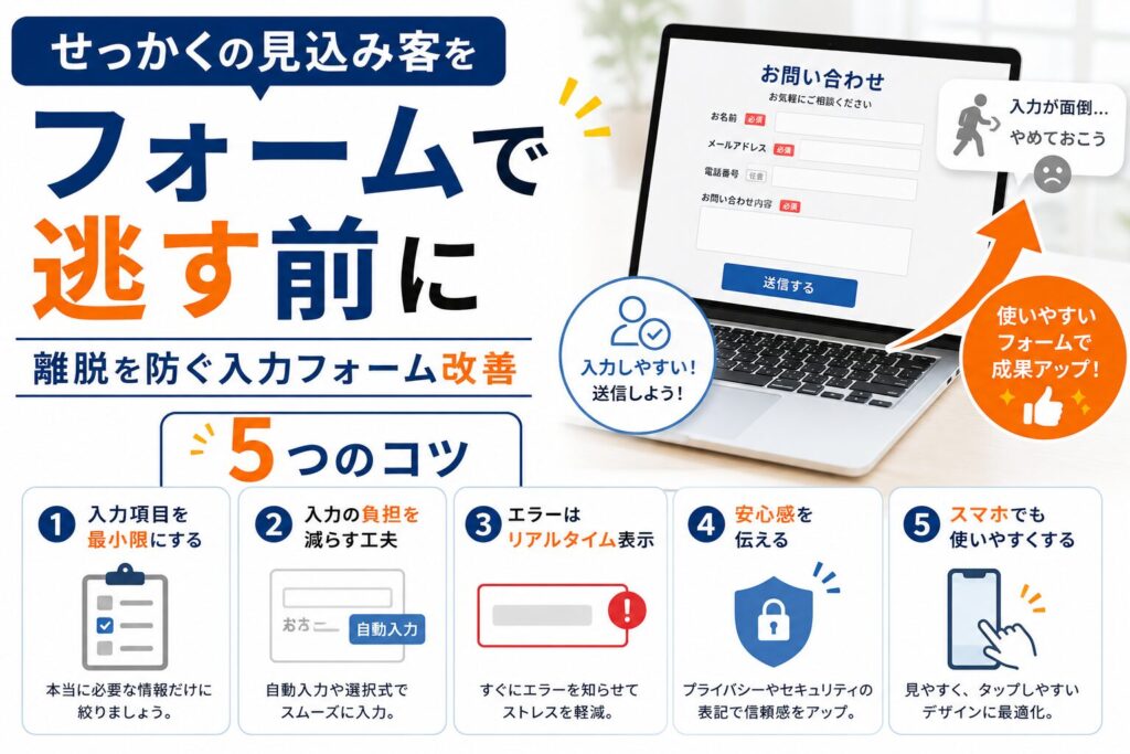 せっかくの見込み客をフォームで逃す前に｜離脱を防ぐ入力フォーム改善5つのコツ