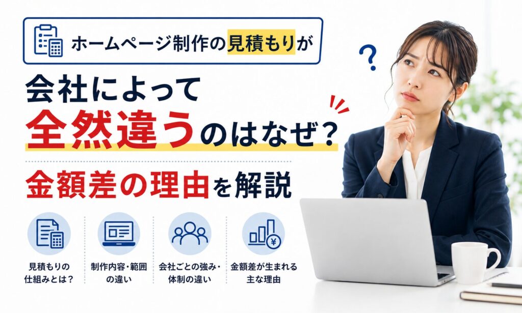 ホームページ制作の見積もりが会社によって全然違うのはなぜ？金額差の理由を解説