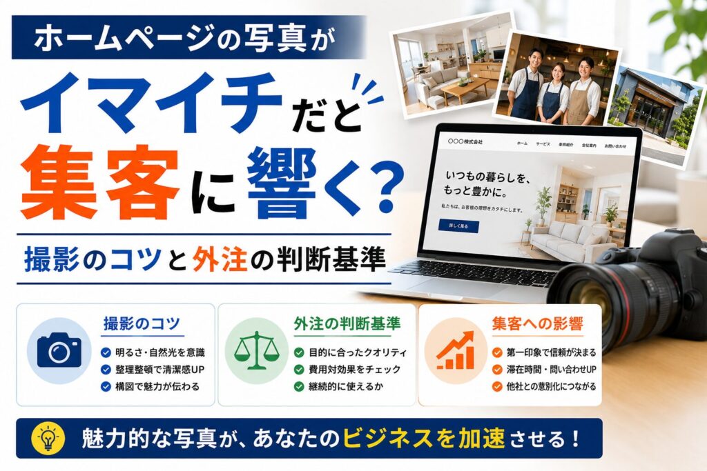 ホームページの写真がイマイチだと集客に響く？撮影のコツと外注の判断基準