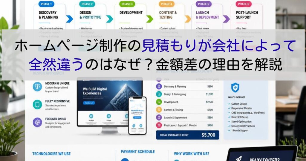 ホームページ制作の見積もりが会社によって全然違うのはなぜ？金額差の理由を解説